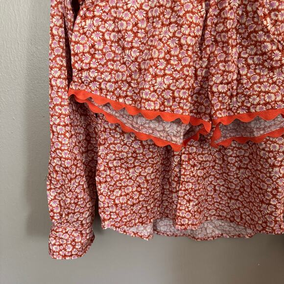 NWT POPIES BOUTIQUE Set With Liberty Fabric Orange and Pink Size M/XL light - Picture 4 of 8